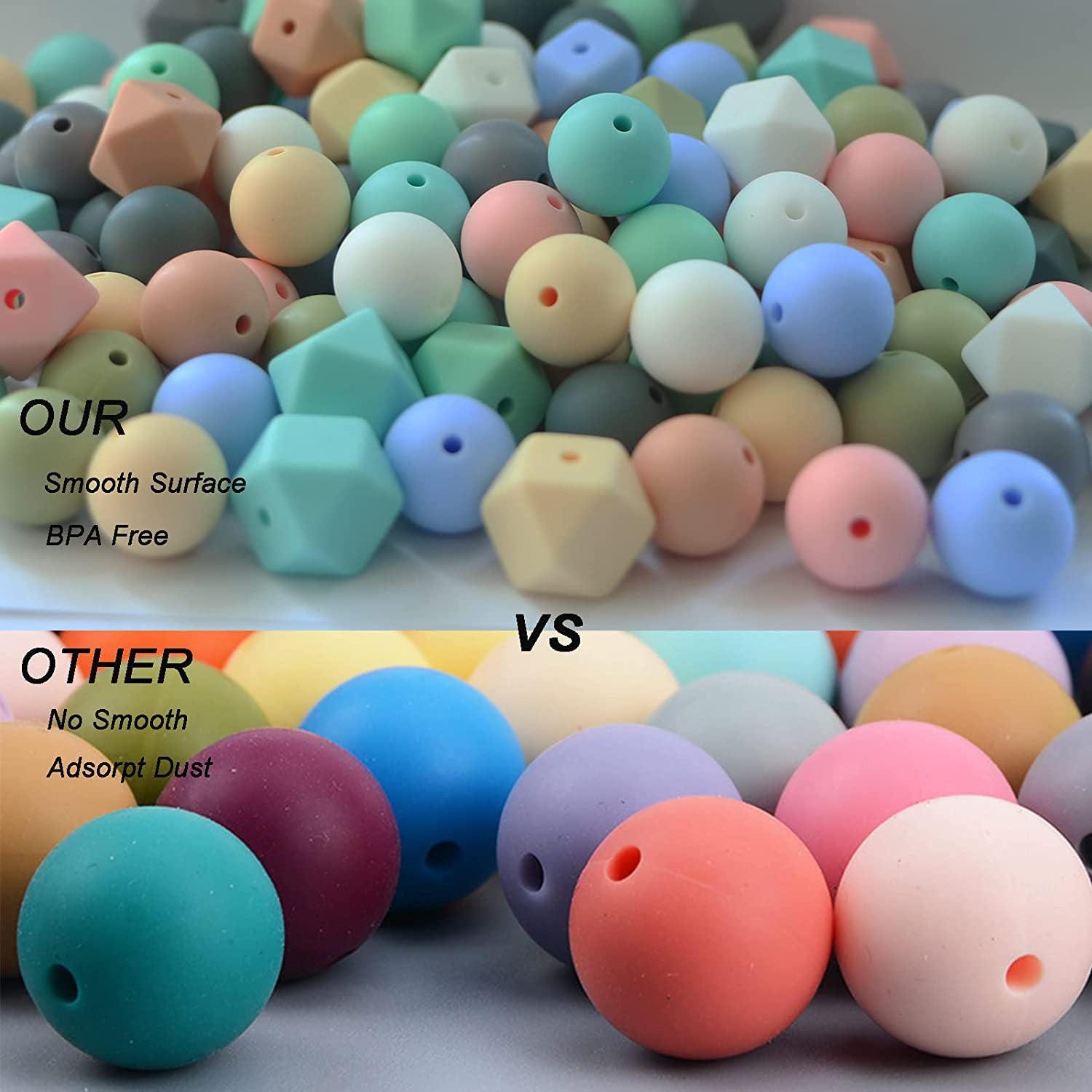 Tener transferencia de agua de 15 mm Impresión de fútbol Beads de silicona